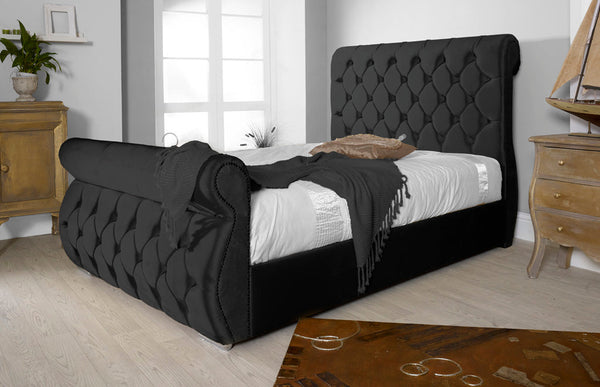 Chester 3ft Single Ottoman Bed Frame- Velvet Black