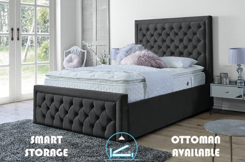 Lewis 6ft Superking Ottoman Bed Frame- Velvet Black