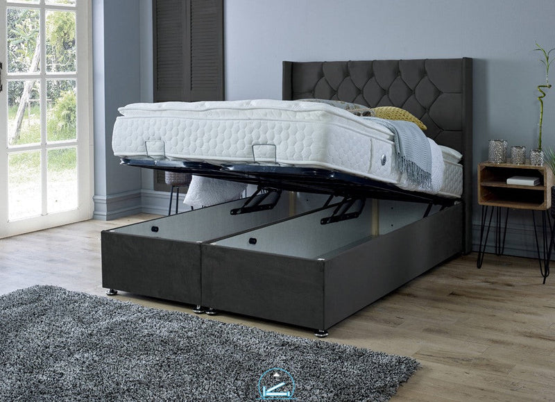 Marlon 4ft 6 Ottoman Bed Frame- Velvet Black