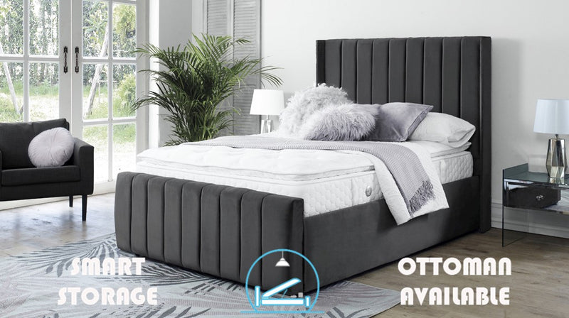Topaz 4ft 6 Ottoman Bed Frame- Velvet Black