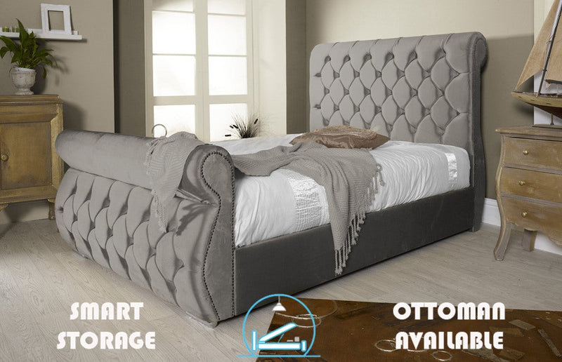 Chester 5ft Kingsize Ottoman Bed Frame- Velvet Beige