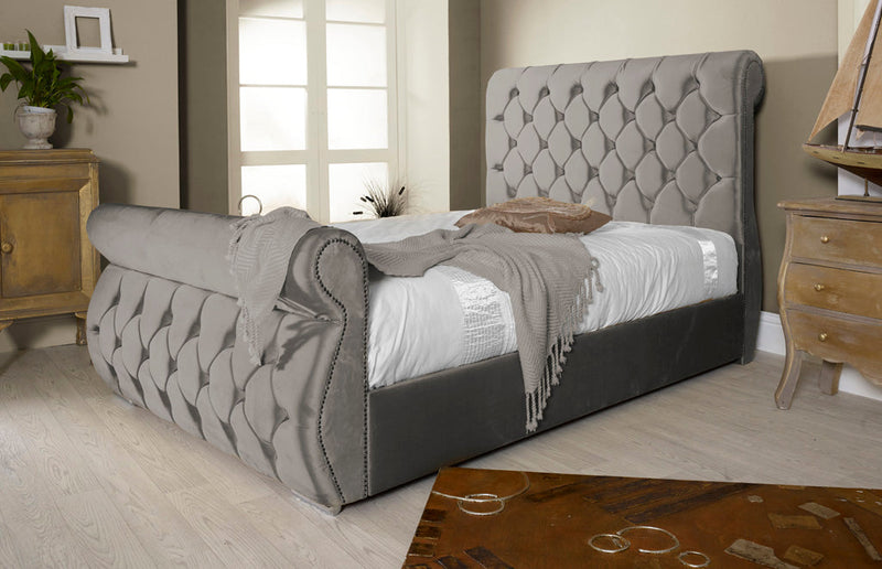 Chester 3ft Single Ottoman Bed Frame- Velvet Silver