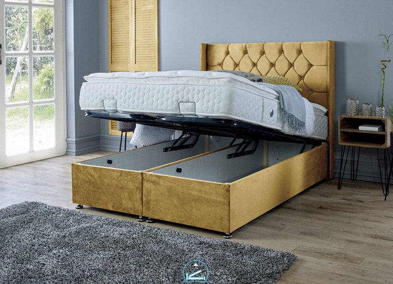 Marlon 6ft Superking Ottoman Bed Frame- Velvet Blue