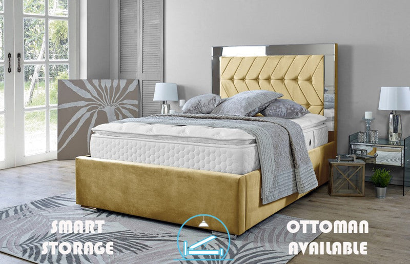 Parie 4ft 6 Ottoman Bed Frame- Velvet Beige