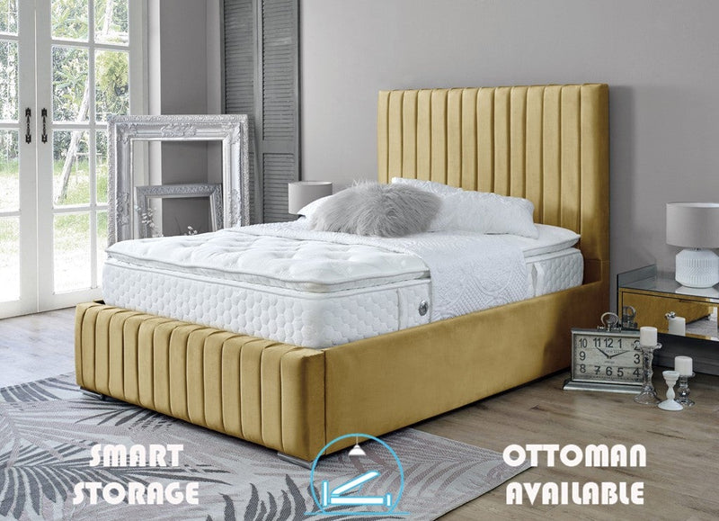 Turin 6ft Superking Ottoman Bed Frame- Velvet Beige