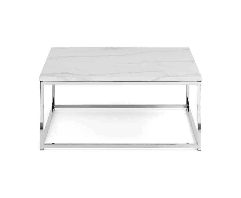 Olympia Coffee Table - White Marble & Silver