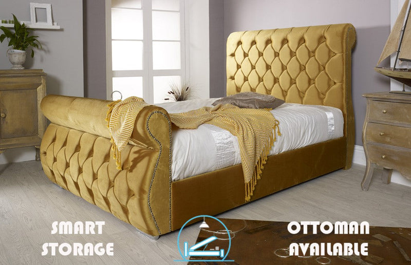 Chester 4ft Ottoman Bed Frame- Velvet Mustard
