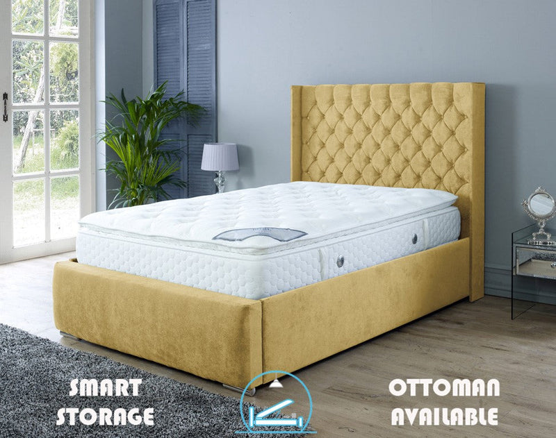 Rose 5ft Kingsize Ottoman Bed Frame- Velvet Blue