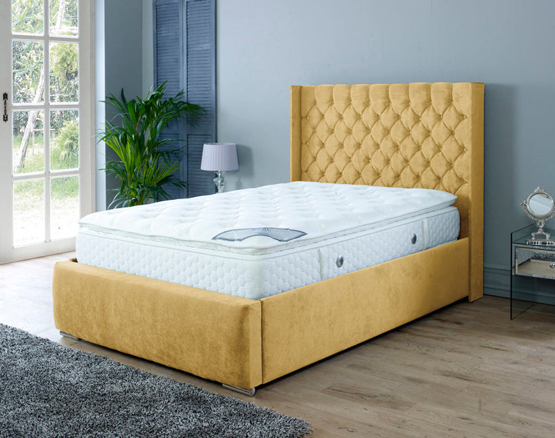 Rose 5ft Kingsize Ottoman Bed Frame- Velvet Mustard