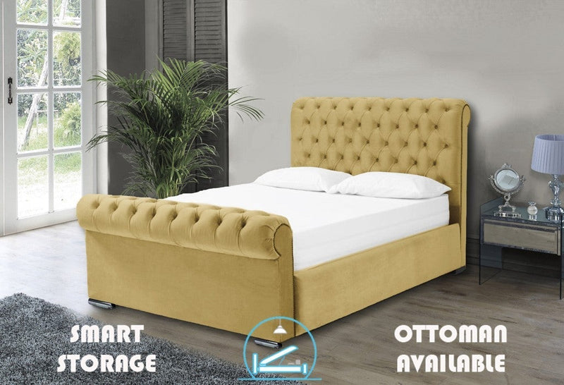 Benito 5ft Kingsize Ottoman Bed Frame- Velvet Beige