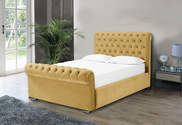 Benito 4ft 6 Ottoman Bed Frame- Velvet Mustard