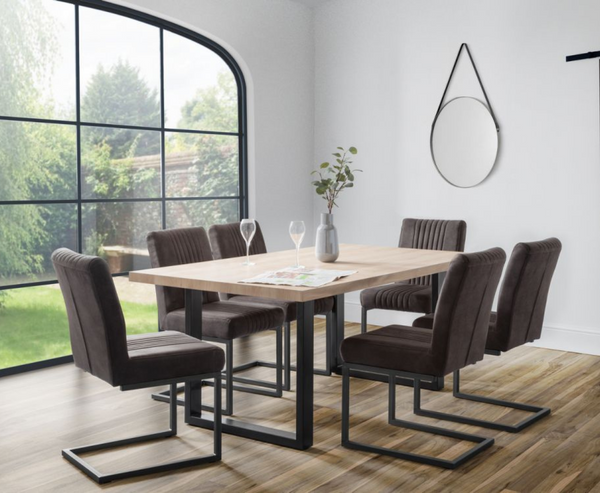 Bently 1.8M Dining Table with 6 Brooke Dining Chair - Full Dining Set