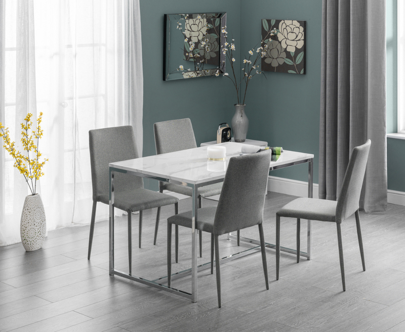 Olympia Dining Table - White Marble & Silver