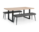 Bently 1.8M Dining Table with 2 Cruz Low Benches  - Grey
