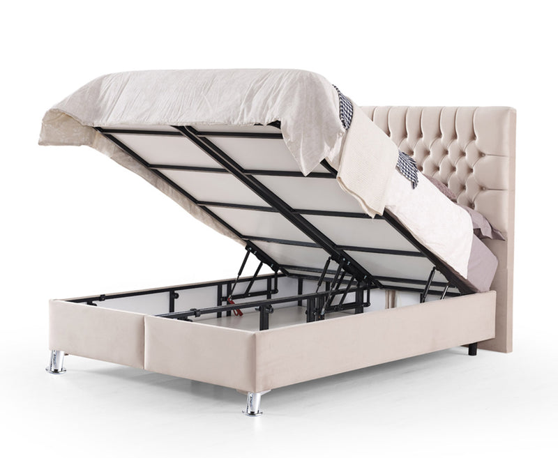Astrid 4ft 6 Double Ottoman Bed Frame - Sand | Grey