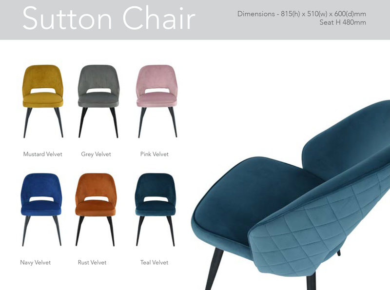 Sutton Velvet Dining Chair - Teal