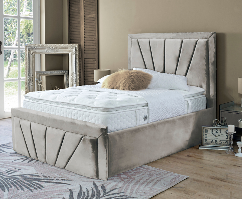 Starry 4ft Small Double Ottoman Bed Frame - Velvet Grey