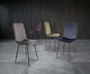 Bloom Velvet Dining Chair - Deep Blue with Black Leg