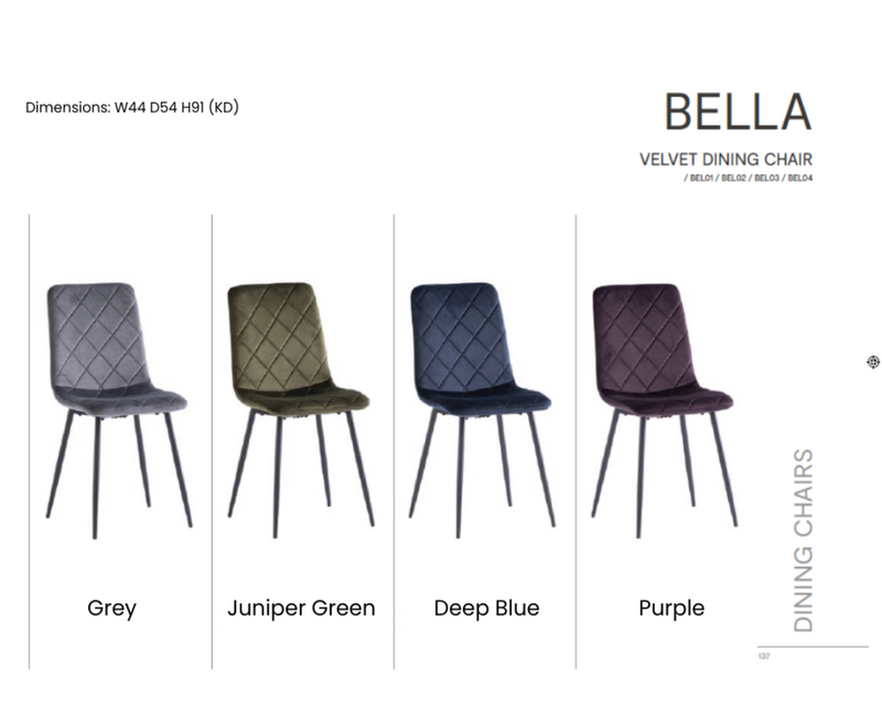Bloom Velvet Dining Chair - Deep Blue with Black Leg