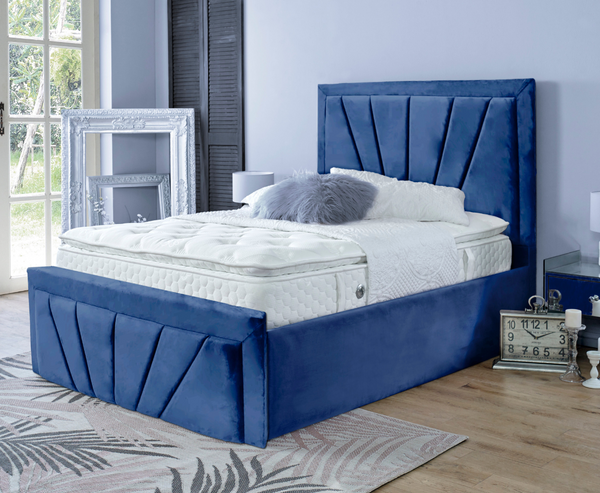 Starry 4ft6 Double Ottoman Bed Frame - Velvet Blue