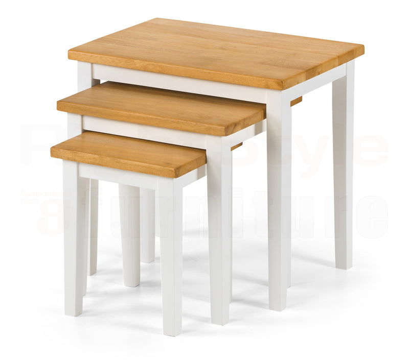 Clare Nest Of Tables White / Natural Oak