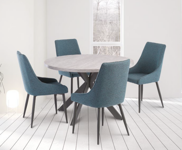 Remaro Round Dining Table with 4 Remaro Dining Chairs - 4PC Full Set