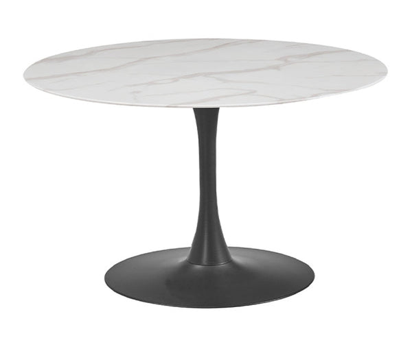 Circe Dining Table 1000 - White Marbled Glass