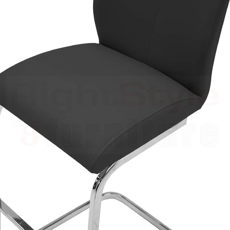 Set of 2 Elis Bar Chairs, Chrome Leg Black