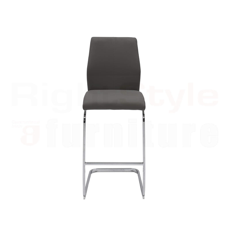 Set of 2 Elis Bar Chairs, Chrome Leg Grey