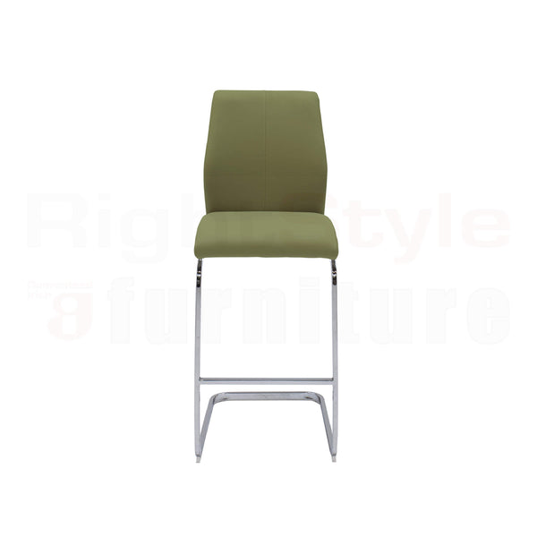 Set of 2 Elis Bar Chairs, Chrome Leg Olive