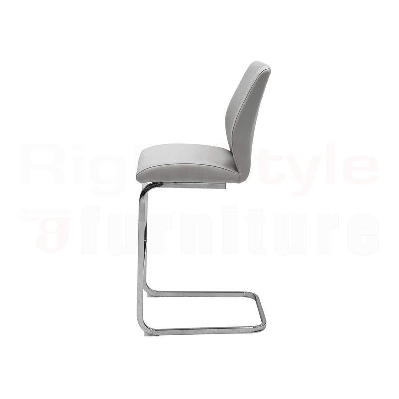 Set of 2 Elis Bar Chairs,  Chrome Leg White