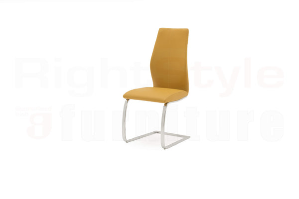 Set of 2 Elis Dining Chairs, Chrome Leg Yellow (2/Box)