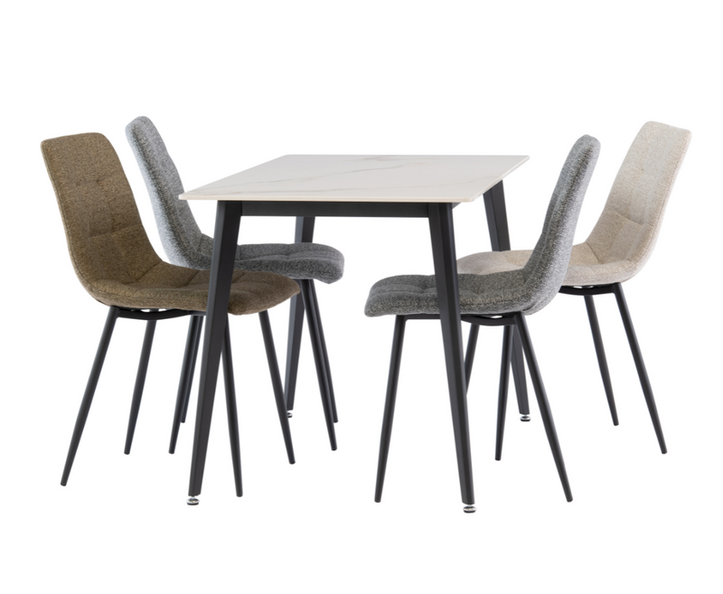 Hugo 1.3 Dining Full Set with 4 Emme Chairs