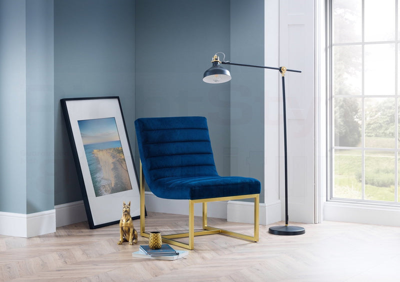 Georgio Velvet Chair - Blue & Gold