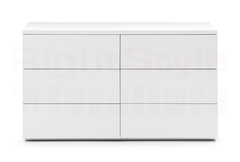 Grace 6 Drw Wide Chest - White Gloss