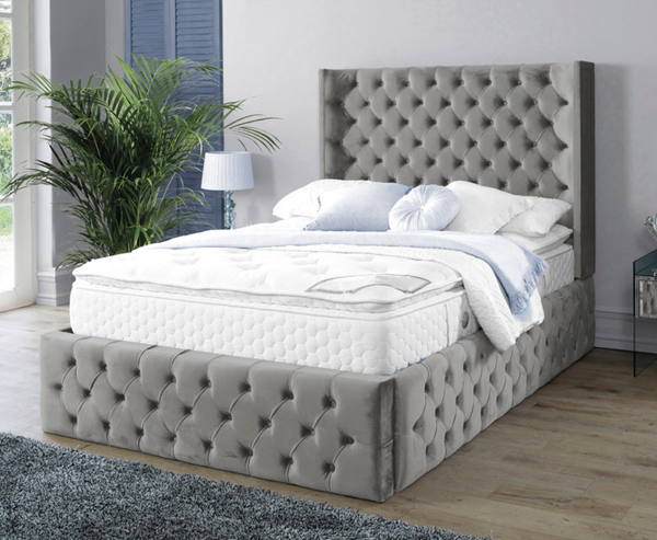 Harlow 4ft Small Double Bed Frame - Velvet Grey