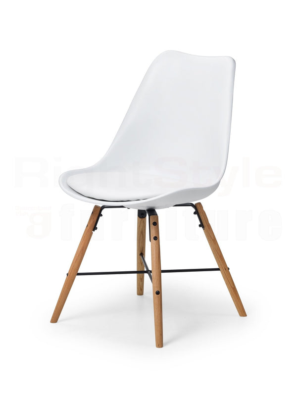 Harri Dining Chair - White Seat & Oak Legs