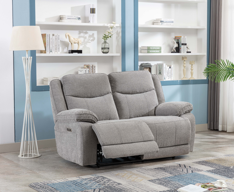 Harlie 2 Seater Electric Reclining Sofa | Armchair - Light Grey