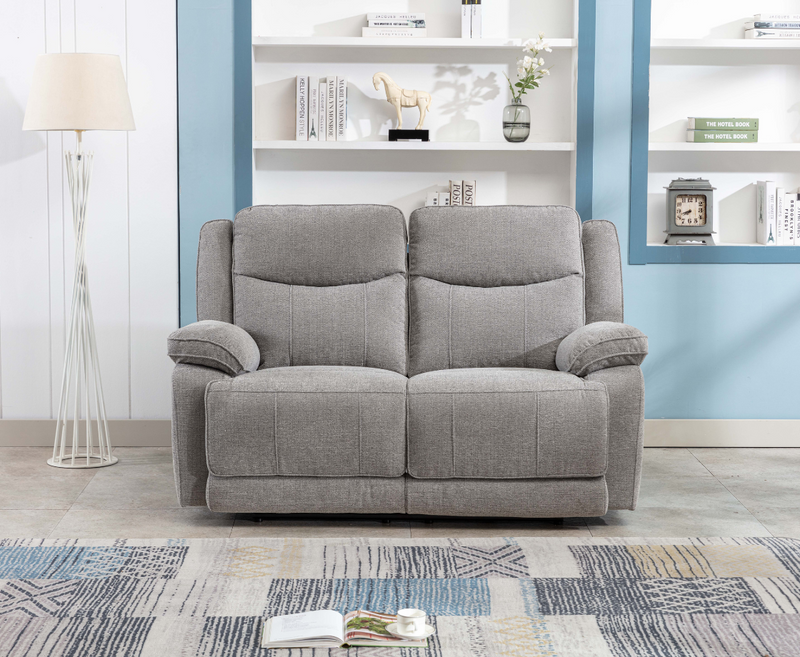 Harlie 2 Seater Electric Reclining Sofa | Armchair - Light Grey