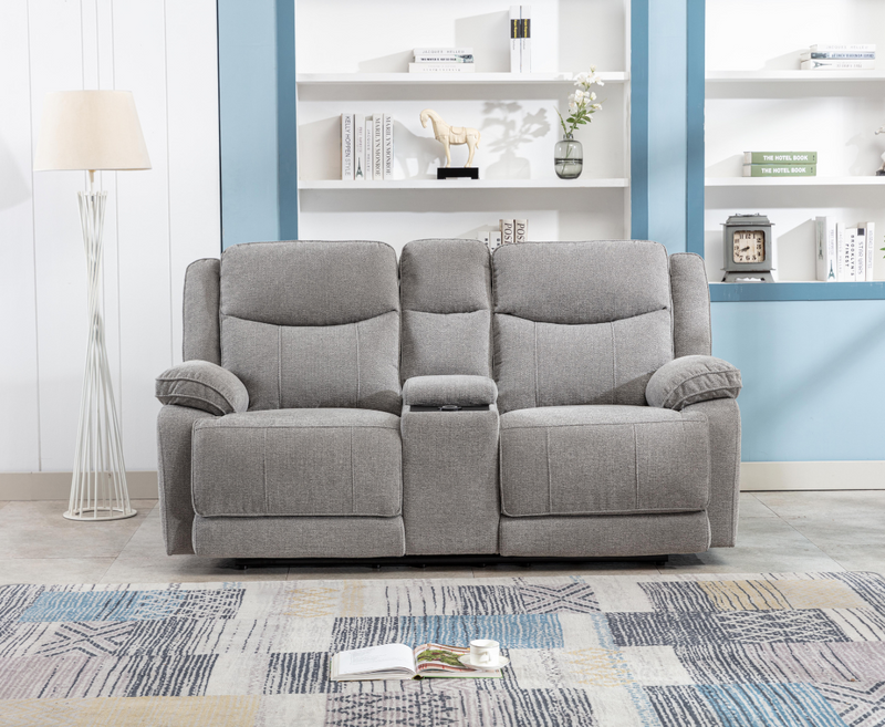 Harlie 2+1+1 Electric Reclining Sofa Set with Console - Light Grey