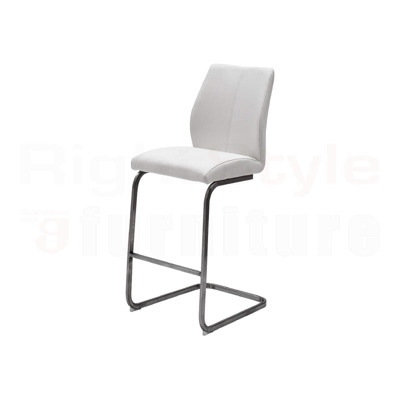 Set of 2 Irma Bar chairs,  Brushed Steel White