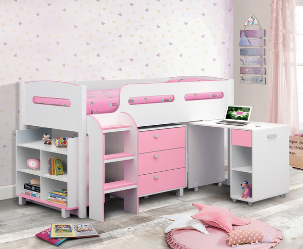 Janus Cabin Bed - Baby Pink