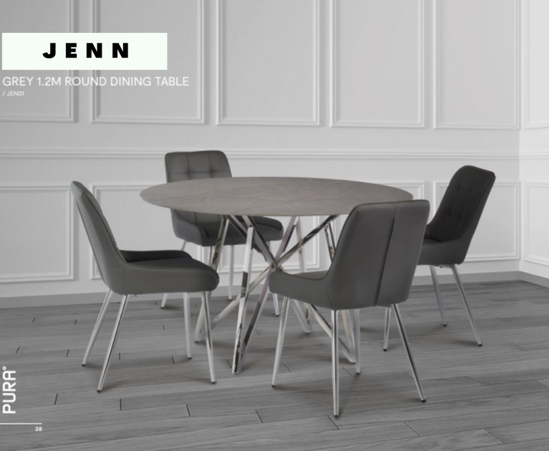 Jenn 1.2M Round Dining Table - Grey
