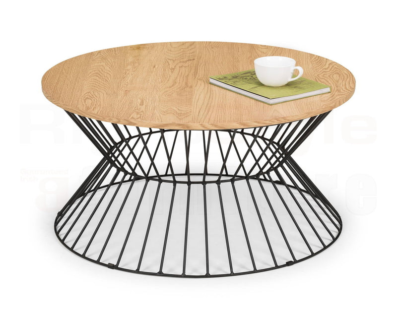 Jessi Round Wire Coffee Table - Euro Oak