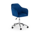 Kahlo Velvet Swivel Office Chair - Blue and Chrome