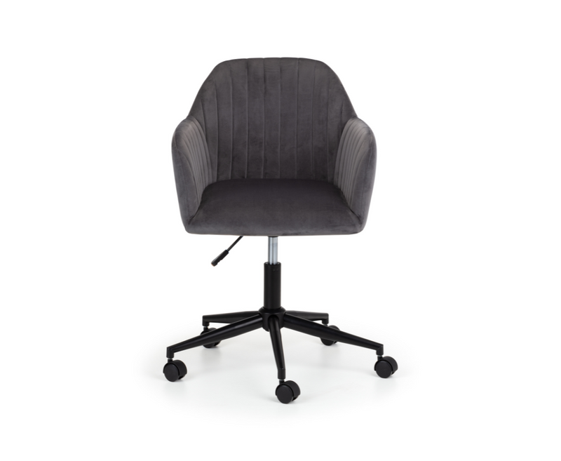 Kahlo Velvet Swivel Office Chair - Grey and Black