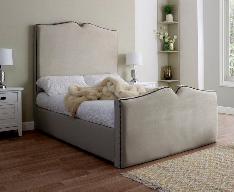 Love Heart 3ft Single Ottoman Bed Frame - Velvet Grey