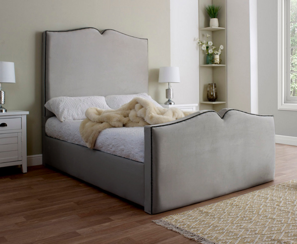 Love Heart 3ft Single Ottoman Bed Frame - Velvet Grey