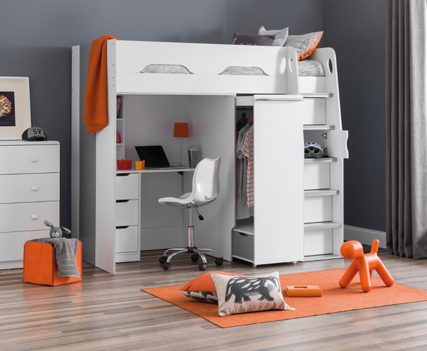 High sleeper with wardrobe and deals futon