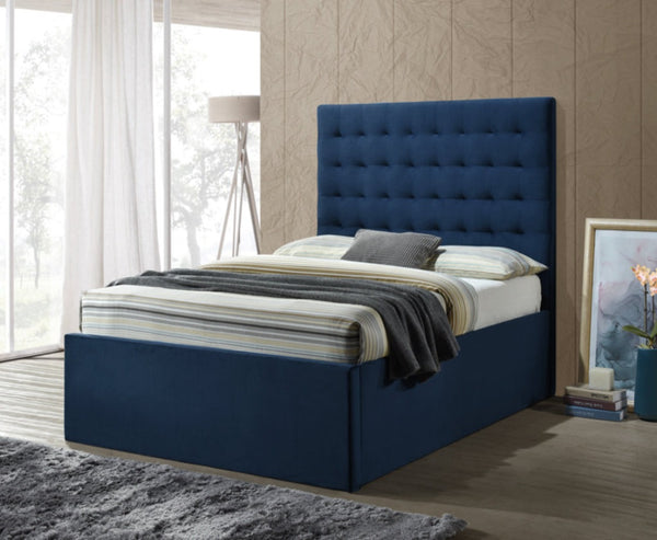 Maya 4ft6 Blue Velvet Ottoman Bed